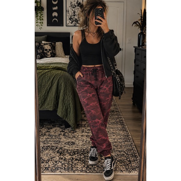 Ring of Fire Other - Ring of Fire M Oxblood Camo Jogger Pants Burgundy Streetwear Grunge Skater